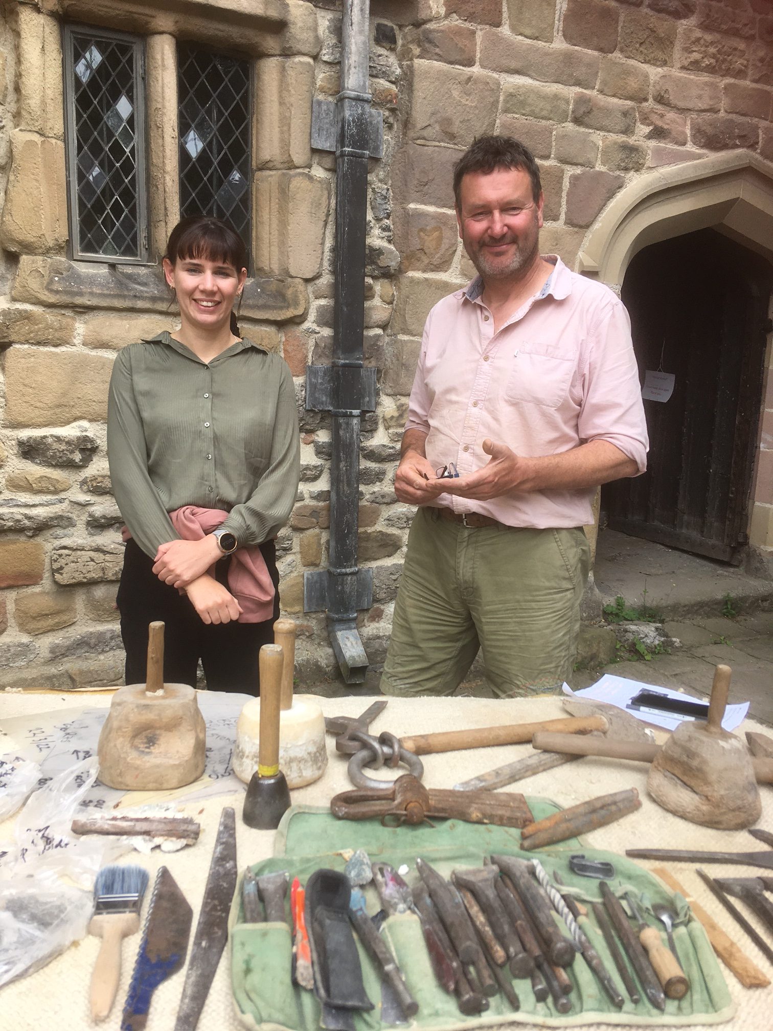 Stonemasons Mark & Alice Eaton at Haddon Hall